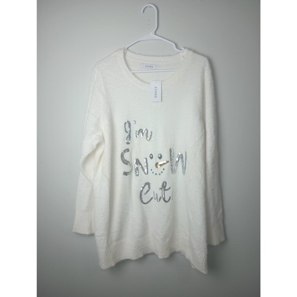 Women Xmas Winter I'm Snow Cute Cozy Sweater‎ Evans NWT Size 22/24 Gift